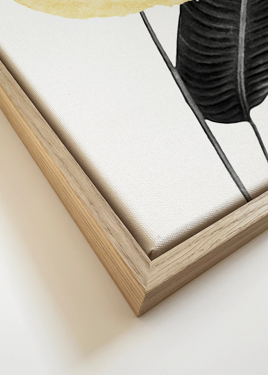 Bird of Paradise Plant Black, White and Gold 02 - Framed canvas detail