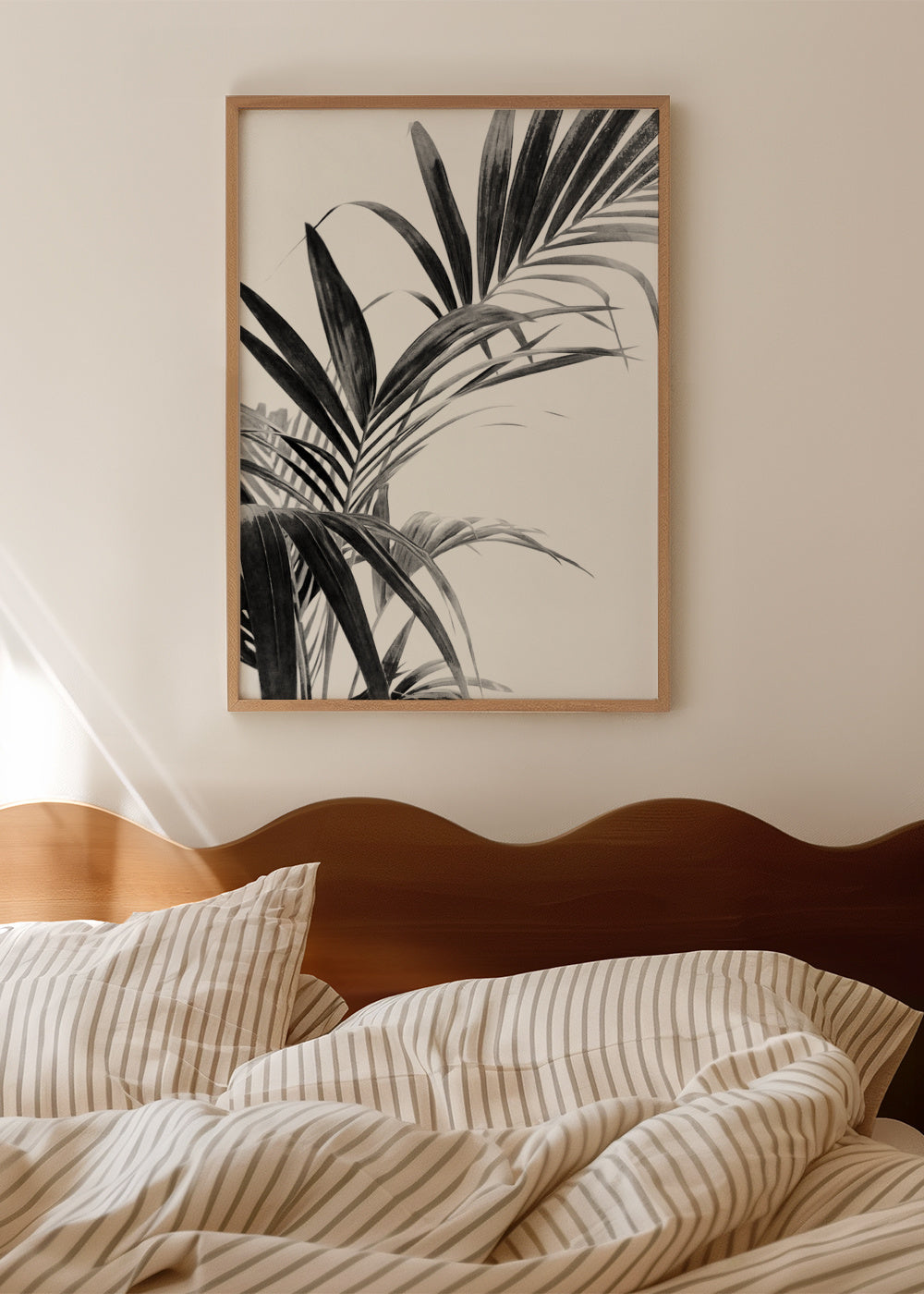 Palm Leaves Black and White 03 - Framed poster in an interior