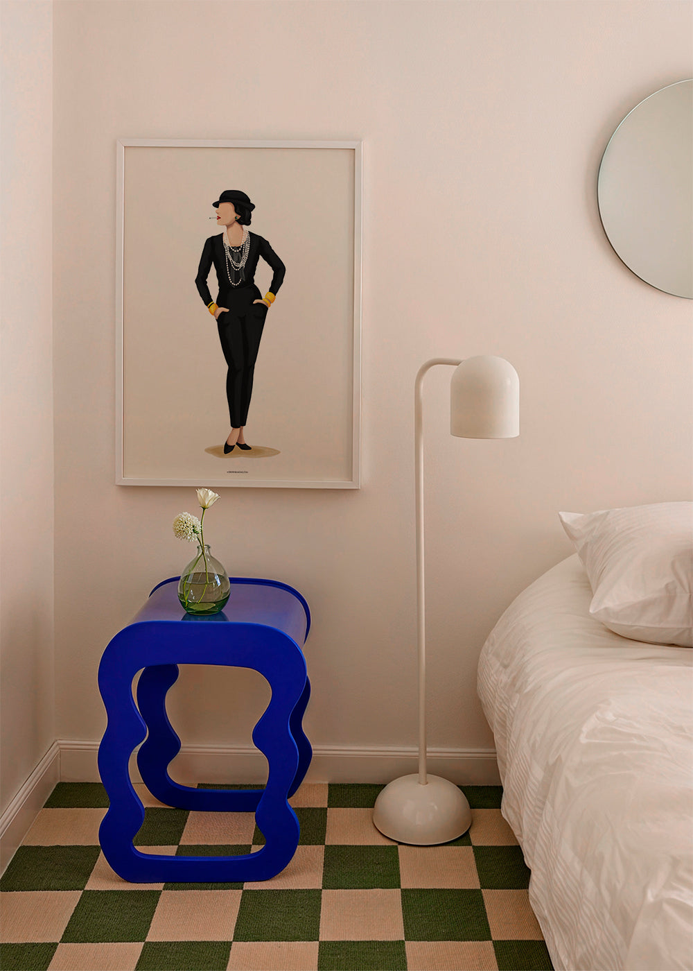 Coco Chanel illustration with pearls | Wall art, framed prints and