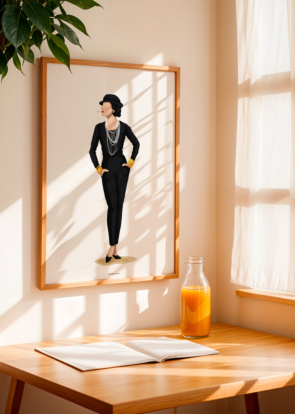 Coco Chanel illustration with pearls | Wall art, framed prints and