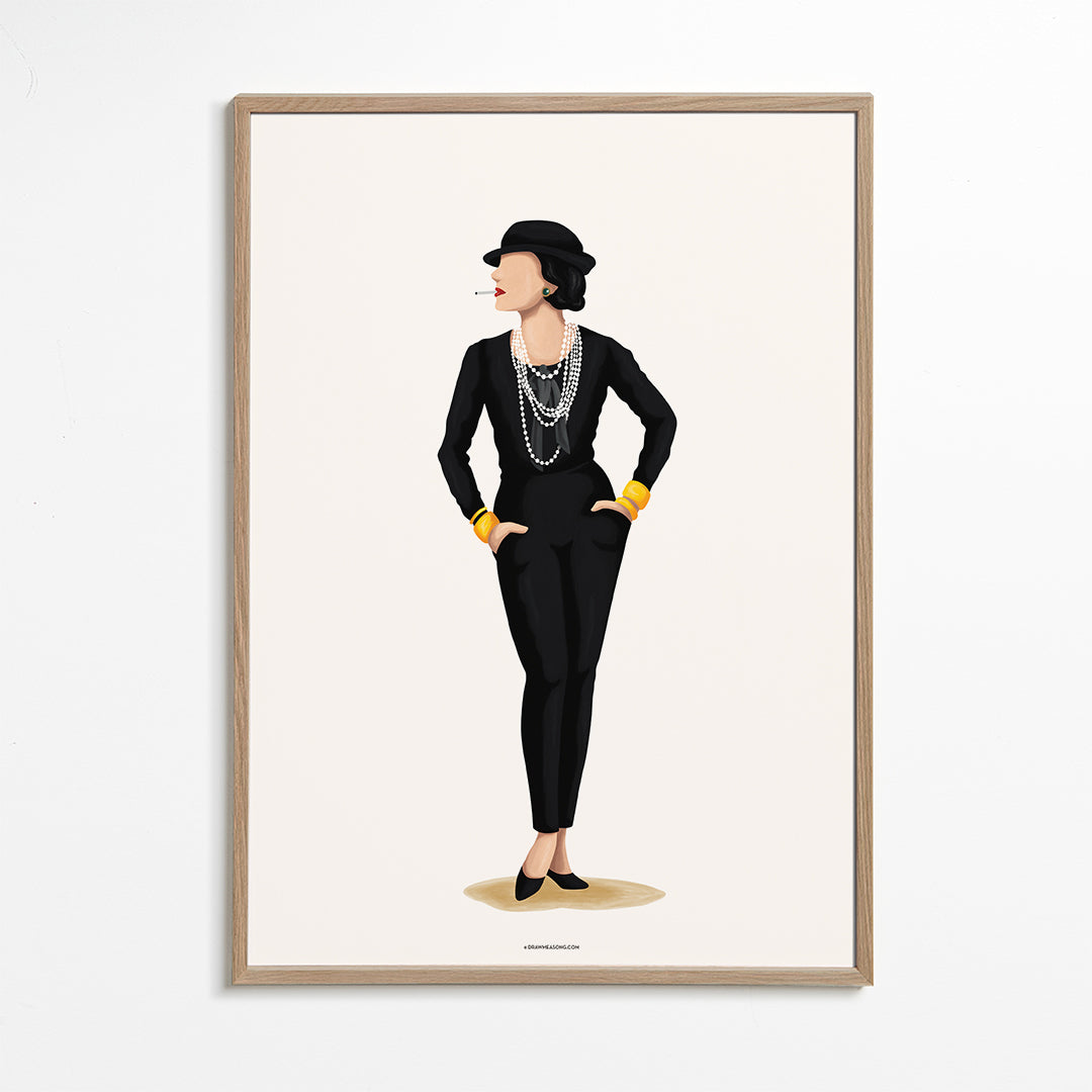 Coco Chanel illustration with pearls | Wall art, framed prints and