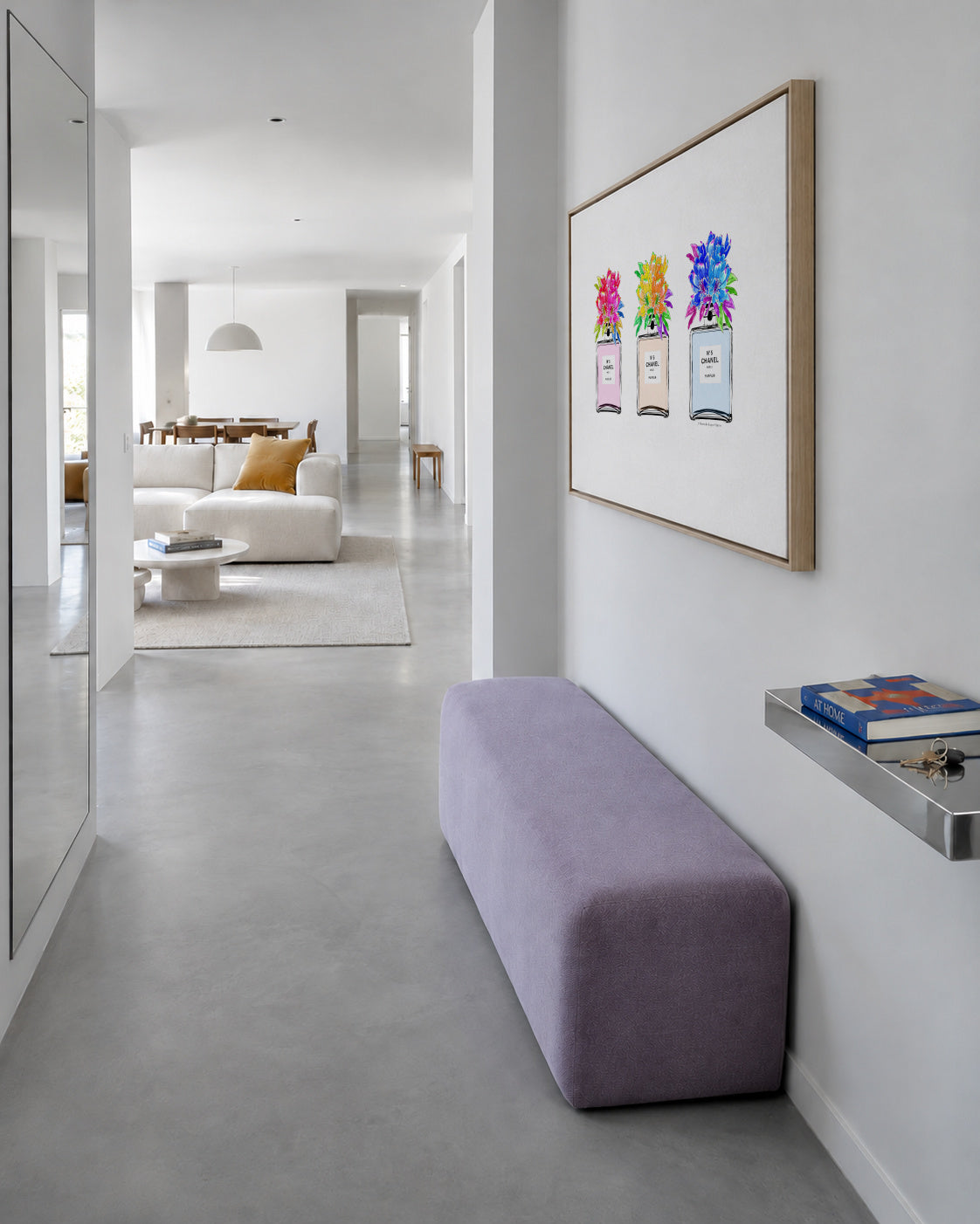 Perfume bottles - Framed canvas in an interior