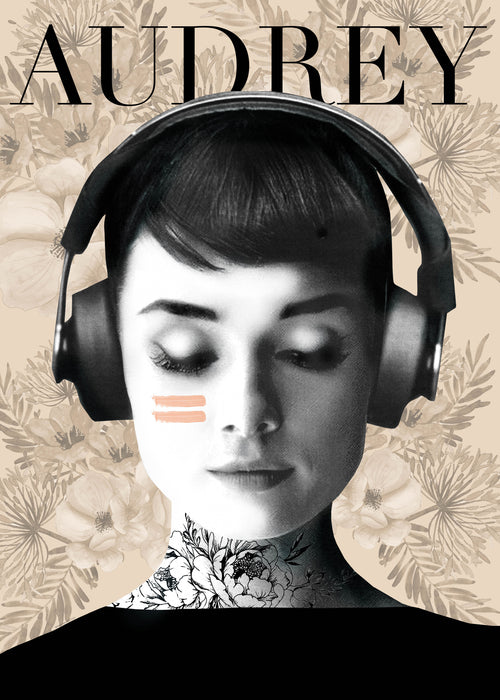 Audrey headphones - Unframed art print