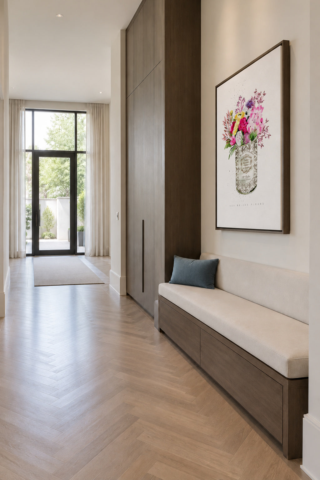 Spring Flowers Vintage Can - Framed canvas in an interior
