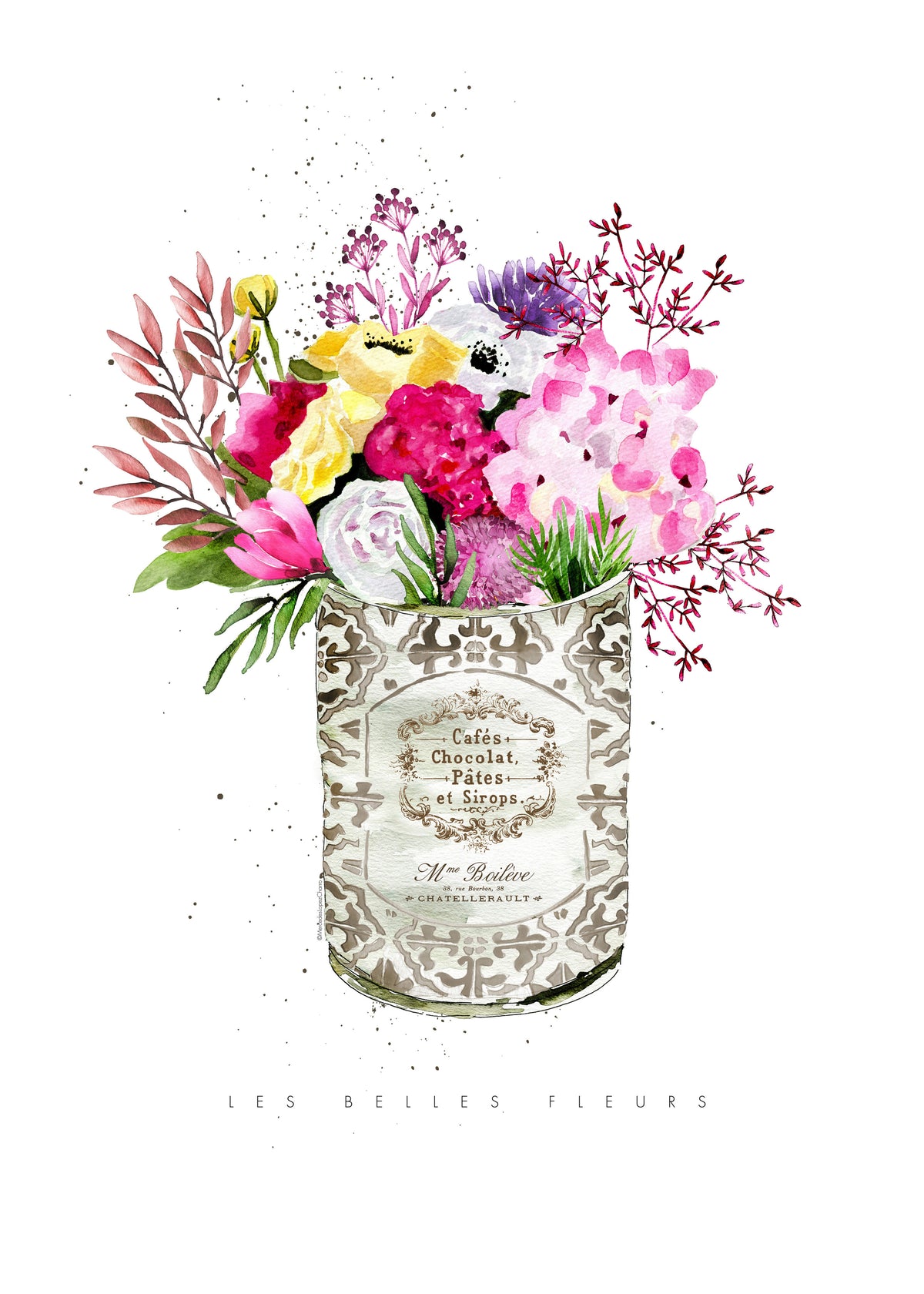 Spring Flowers Vintage Can - Unframed art print