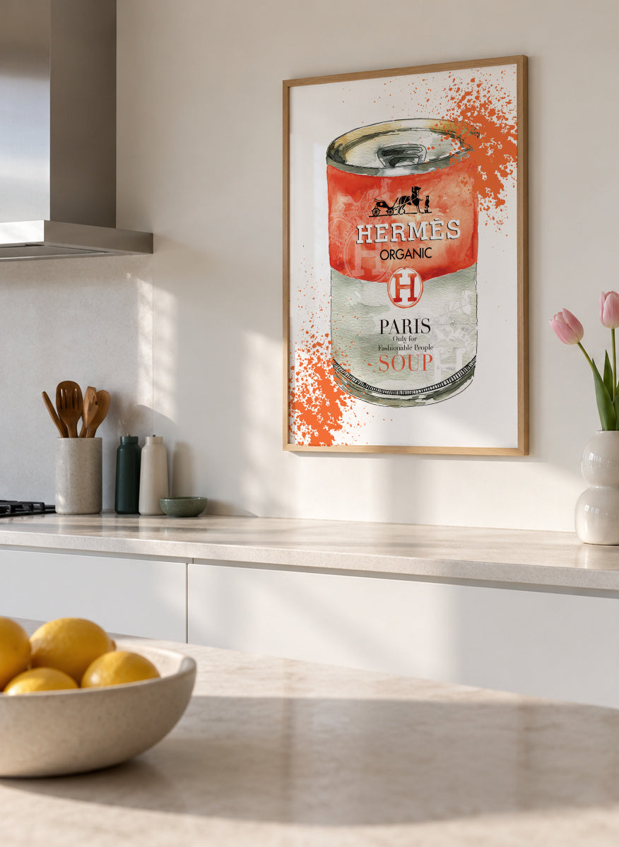 Hermes Soup - Framed poster in an interior