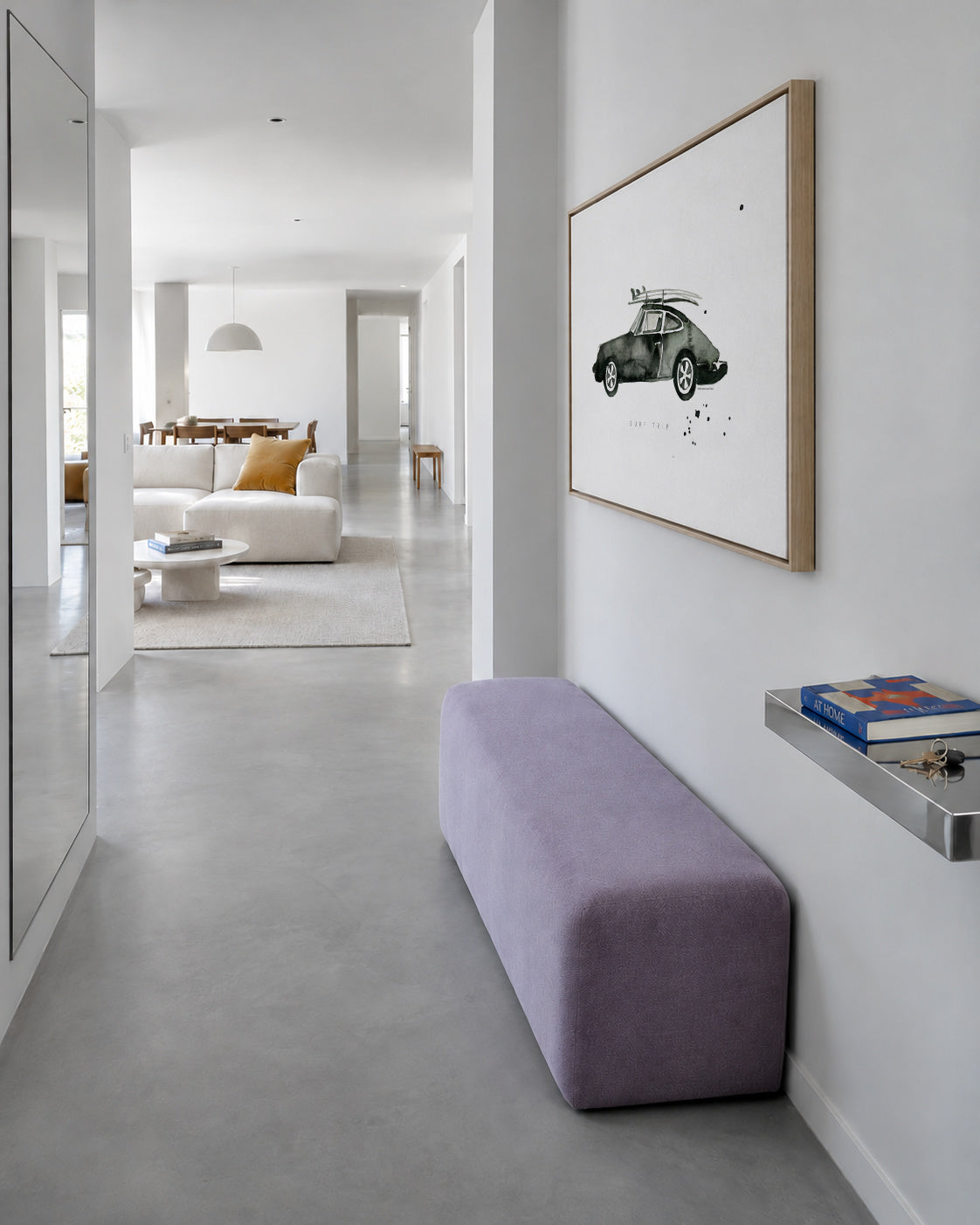 Surf Trip Porsche - Framed canvas in an interior
