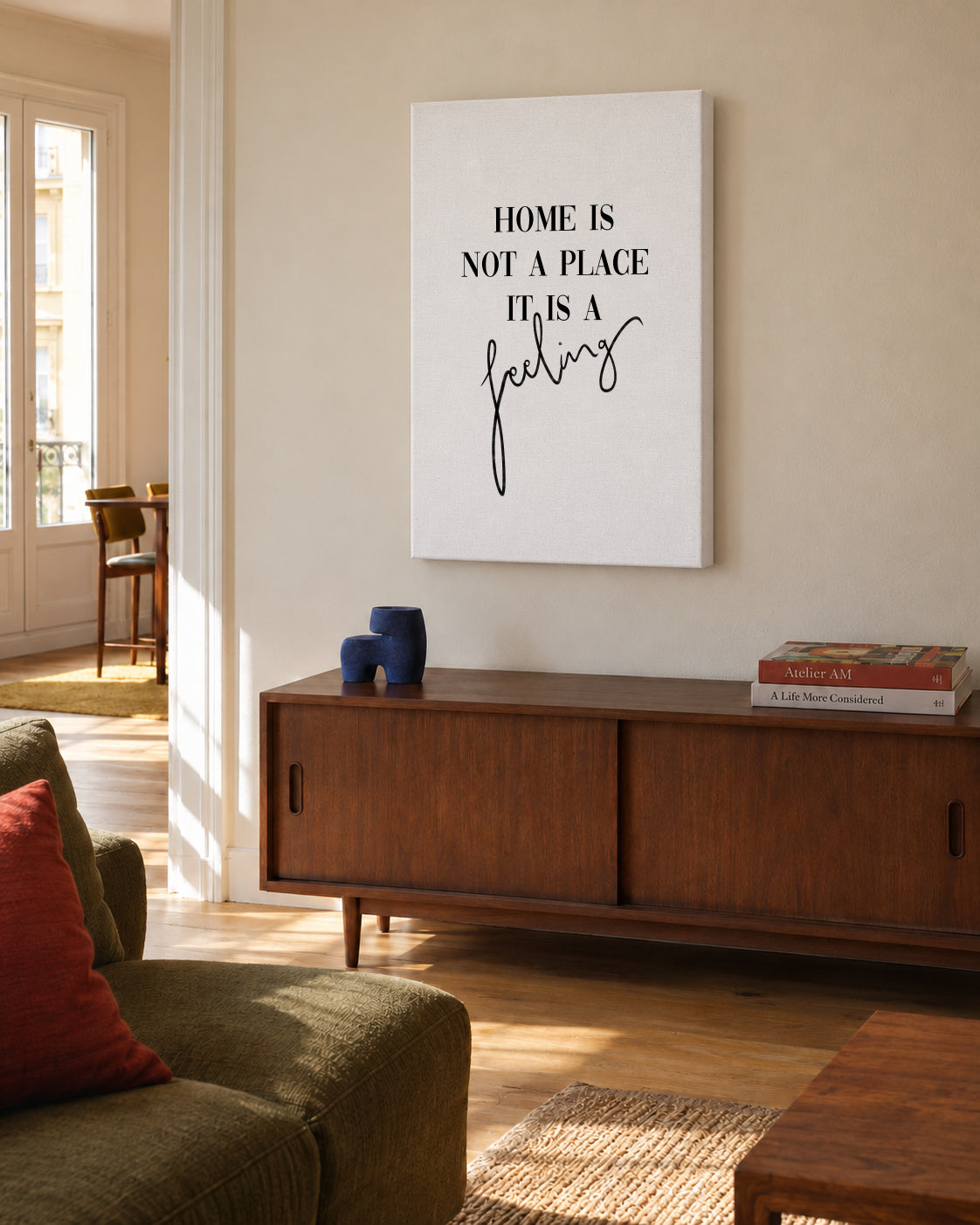 Home is a feeling - Unframed canvas in an interior