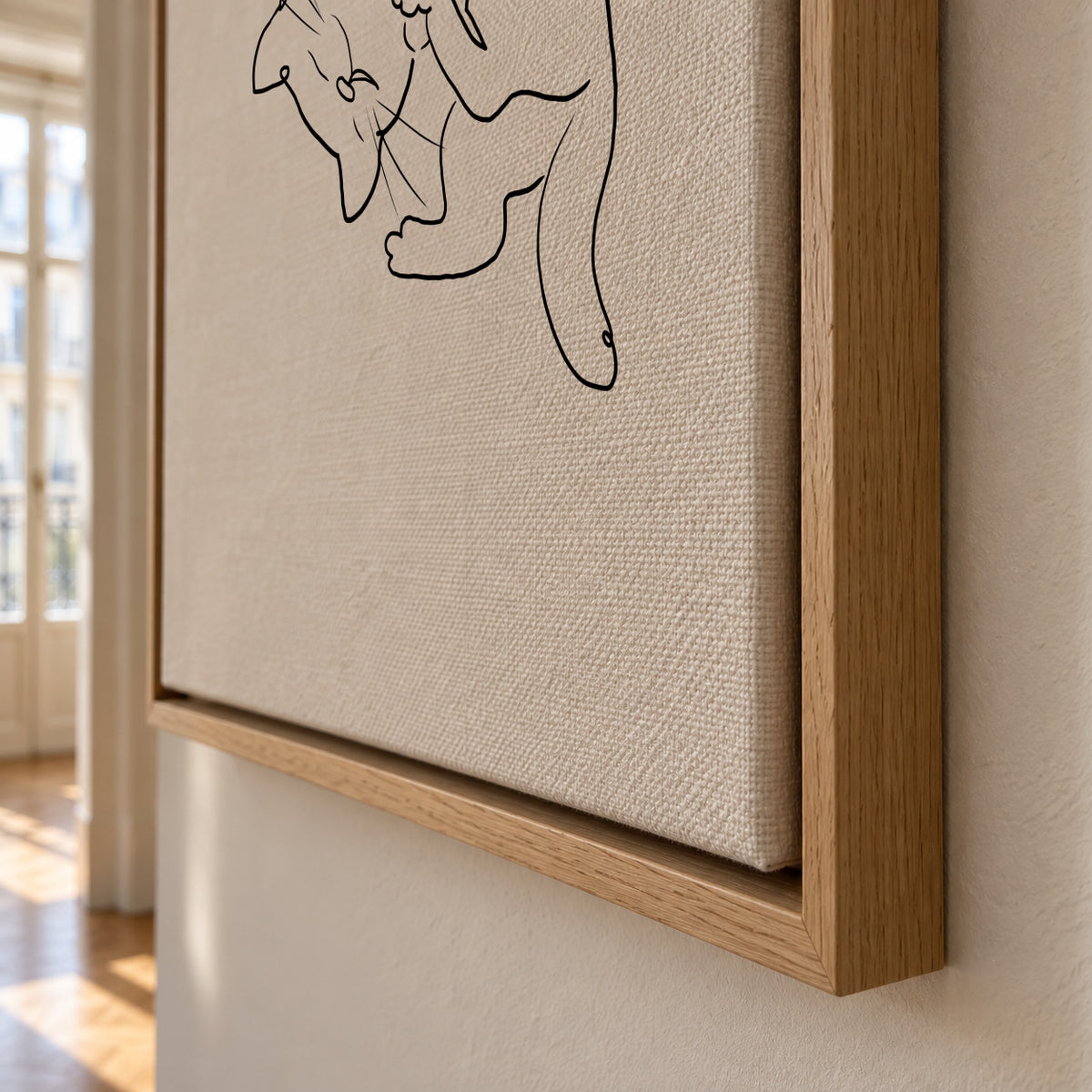 Cat Line No.1 - Framed canvas detail