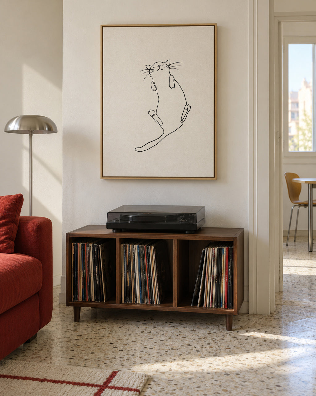 Cat Line No.2 - Framed canvas in an interior