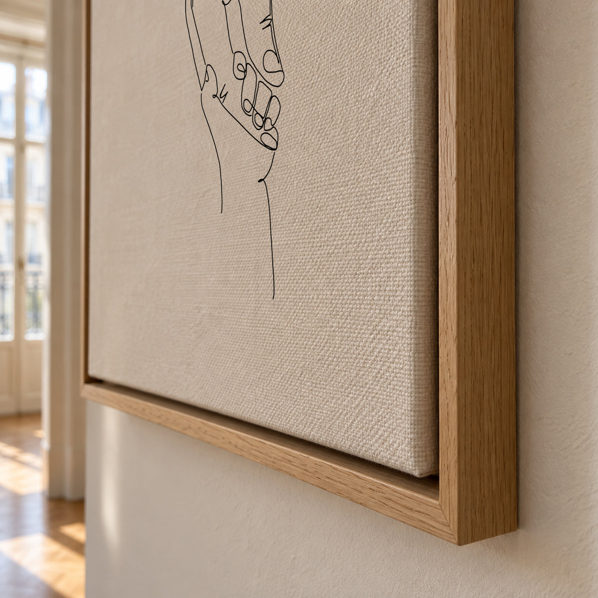 Line Art Babyhand - Framed canvas detail
