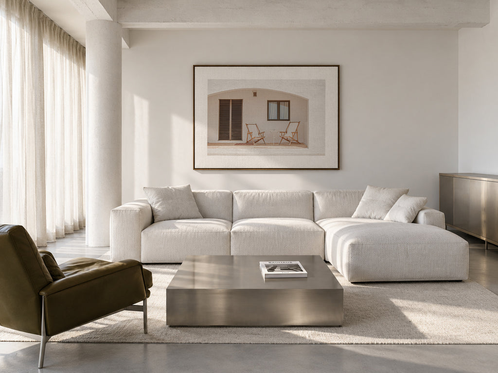 Formentera XI - Framed canvas in an interior