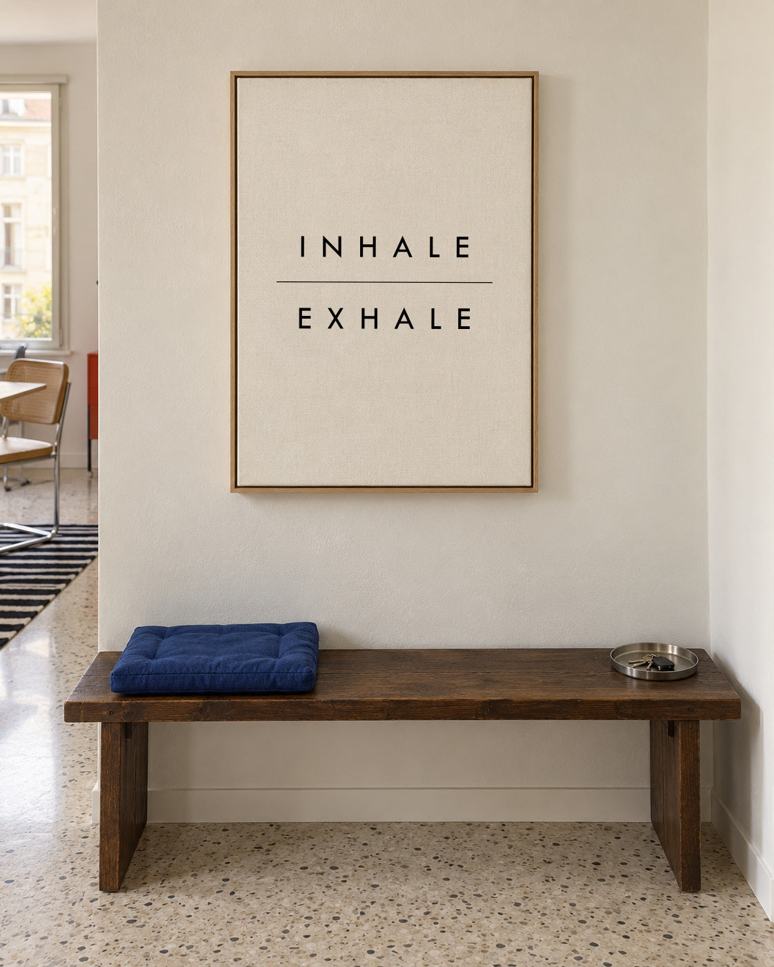 Inhale Exhale - Framed canvas in an interior