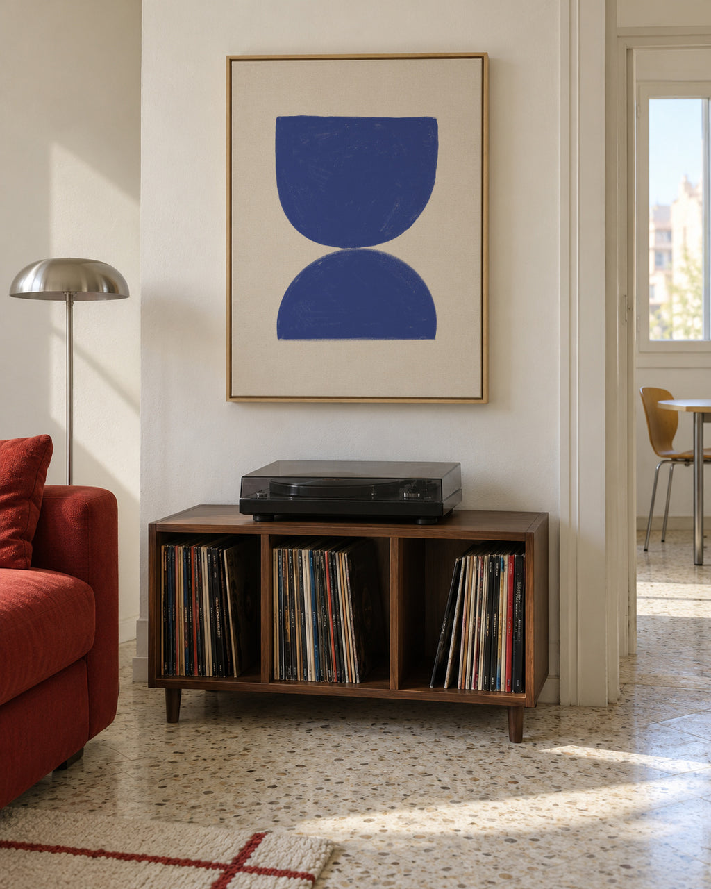 Rumi Blue - Framed canvas in an interior