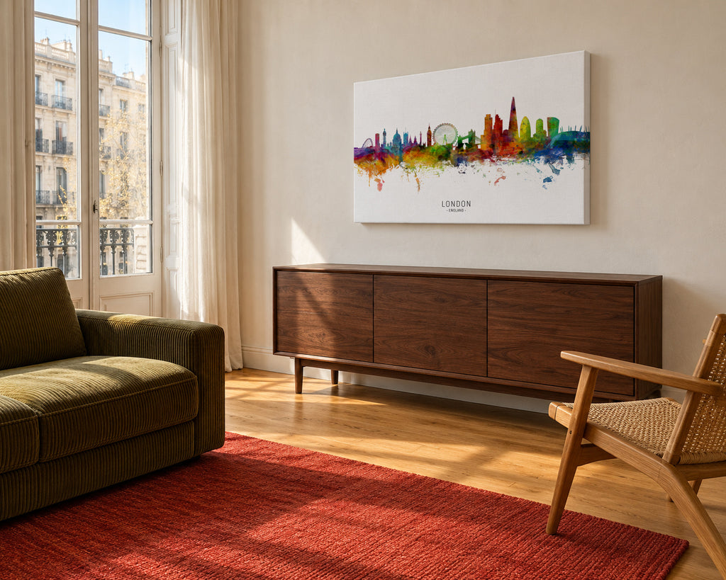 London Skyline multicolor - Unframed canvas in an interior