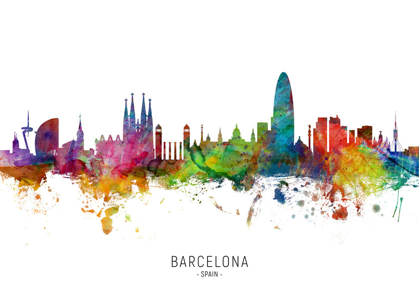 Barcelona skyline multicolour