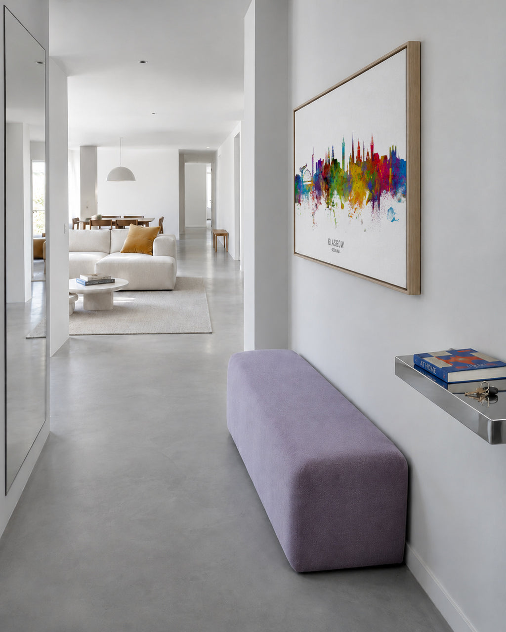 Glasgow Skyline multicolor - Framed canvas in an interior