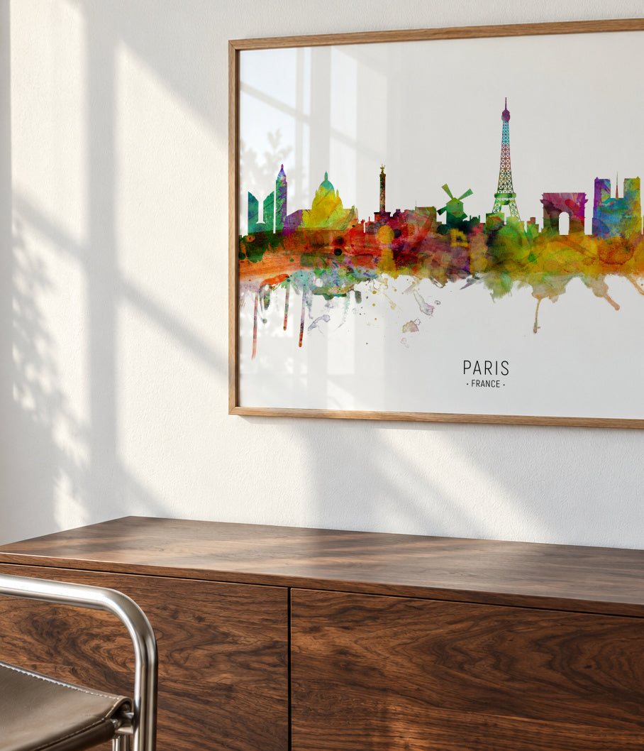 Paris Skyline multicolor - Framed poster detail