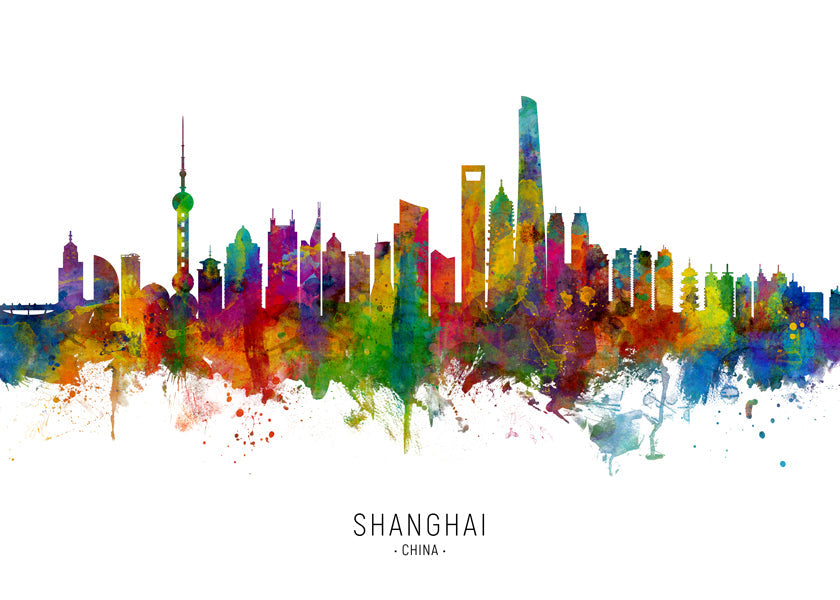 Shanghai skyline multicolour