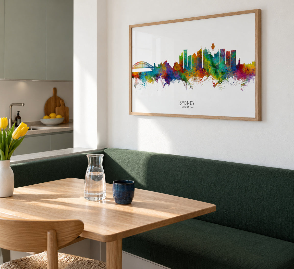 Sydney Skyline multicolor - Framed poster in an interior