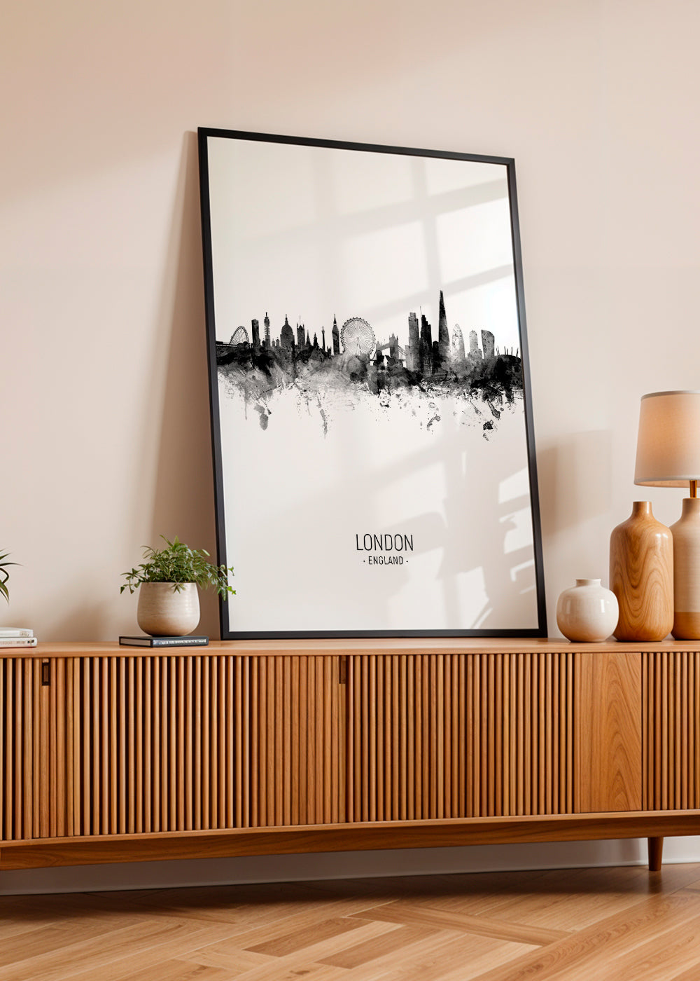 London skyline black and white