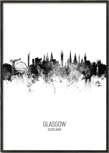 Glasgow skyline black and white