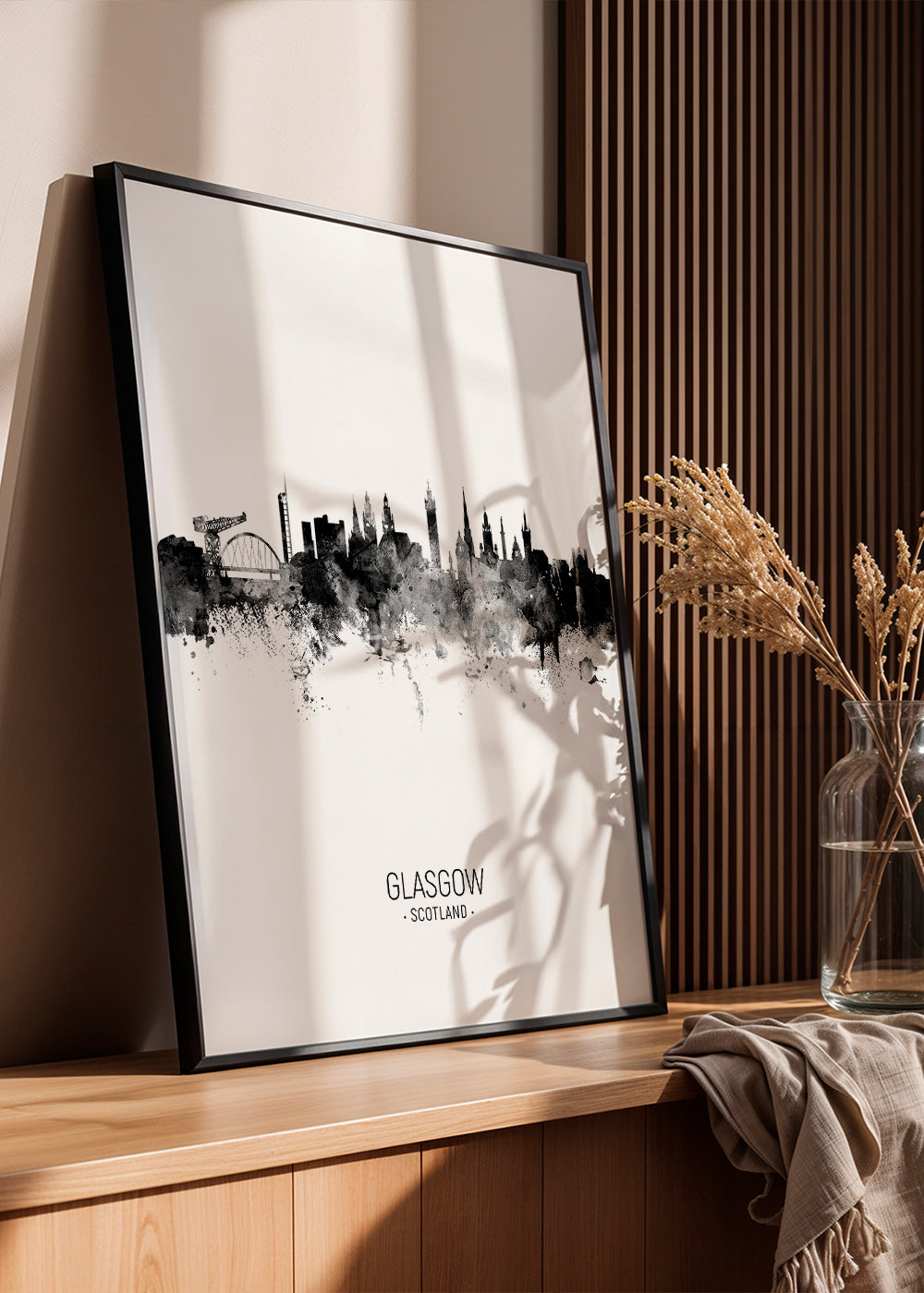 Glasgow skyline black and white