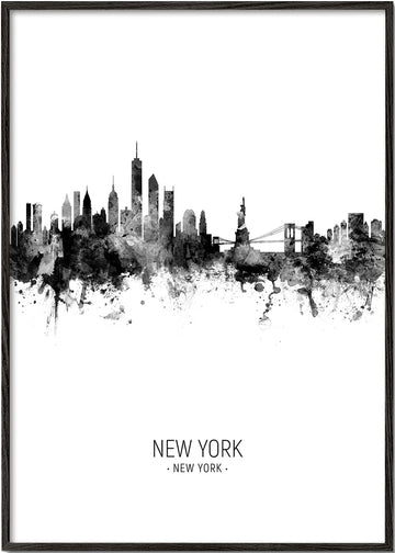 New York skyline black and white