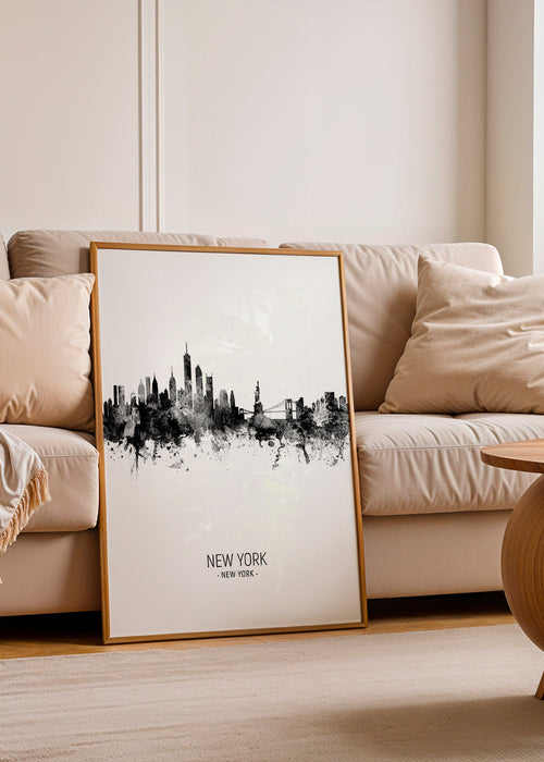 New York skyline black and white