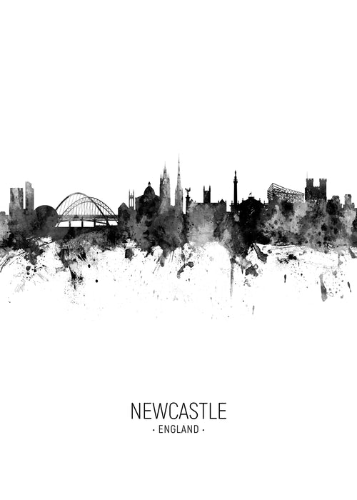 Newcastle Skyline en blanco y negro - Unframed art print