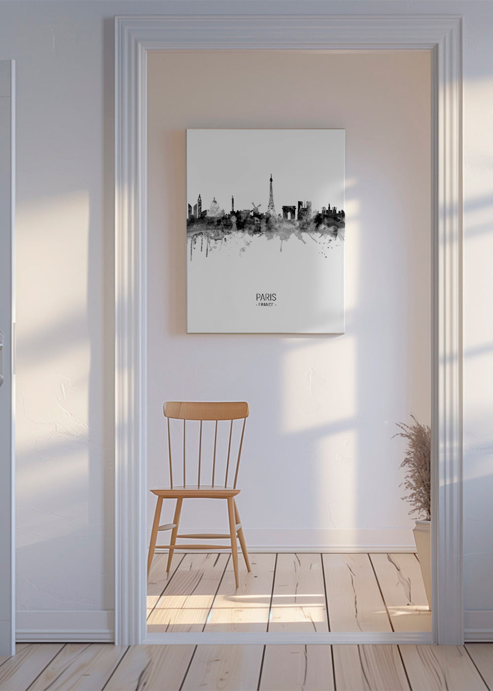 Paris skyline black and white