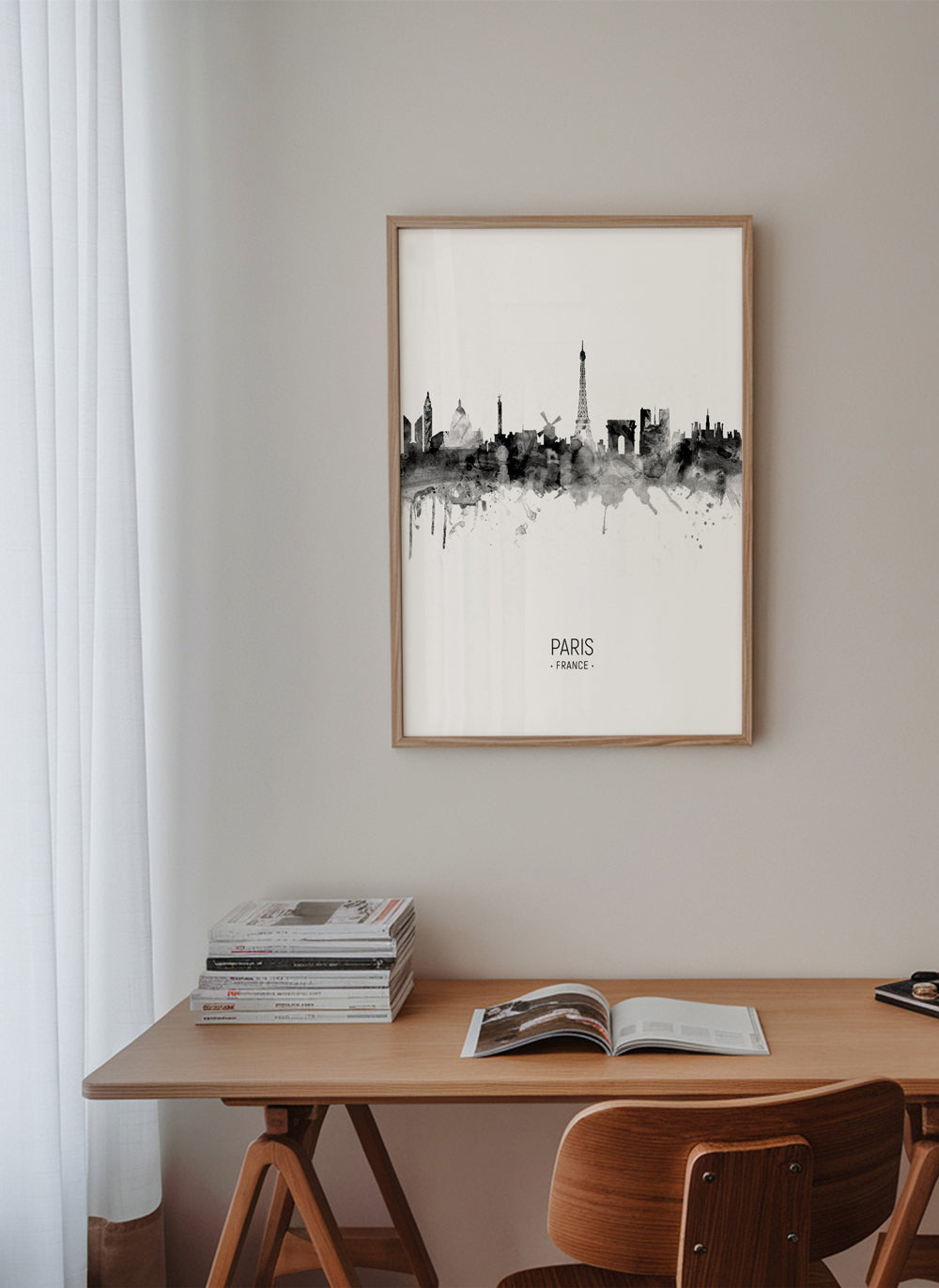 Paris skyline black and white