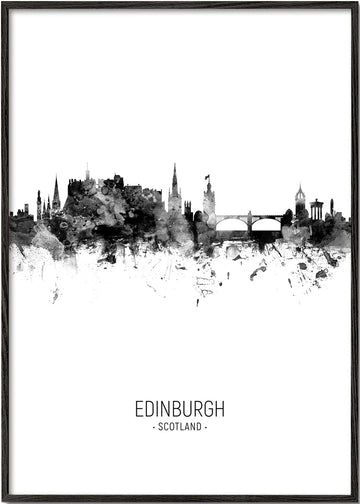 Edinburgh skyline black and white