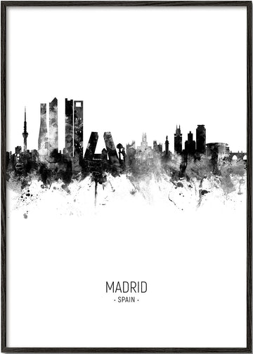 Madrid skyline black and white