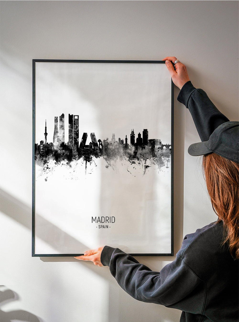 Madrid skyline black and white