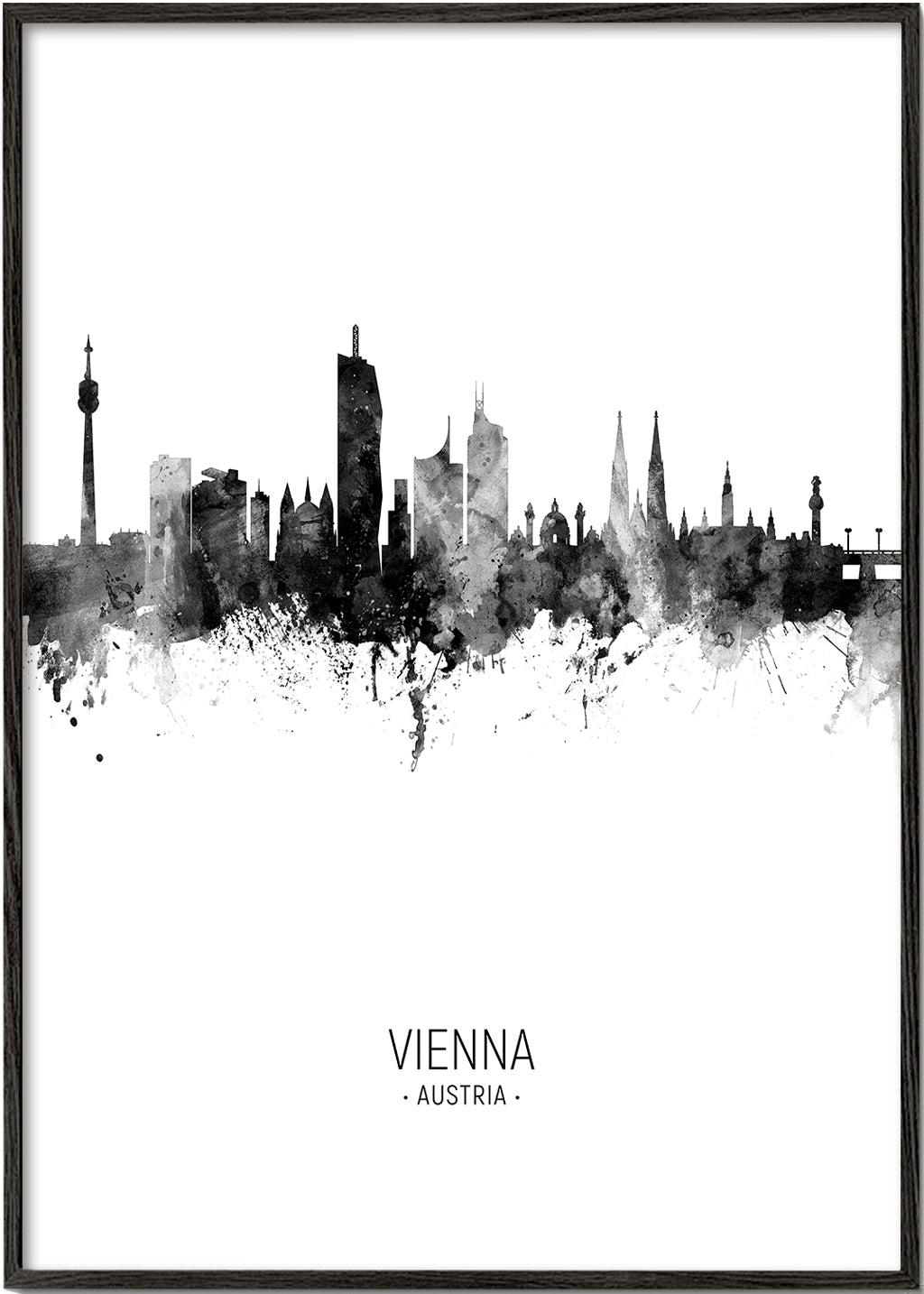 Vienna skyline black and white