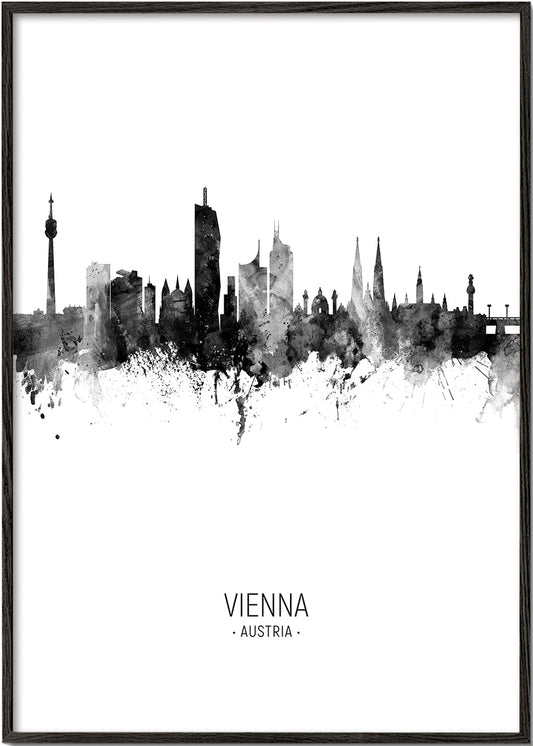 Vienna skyline black and white