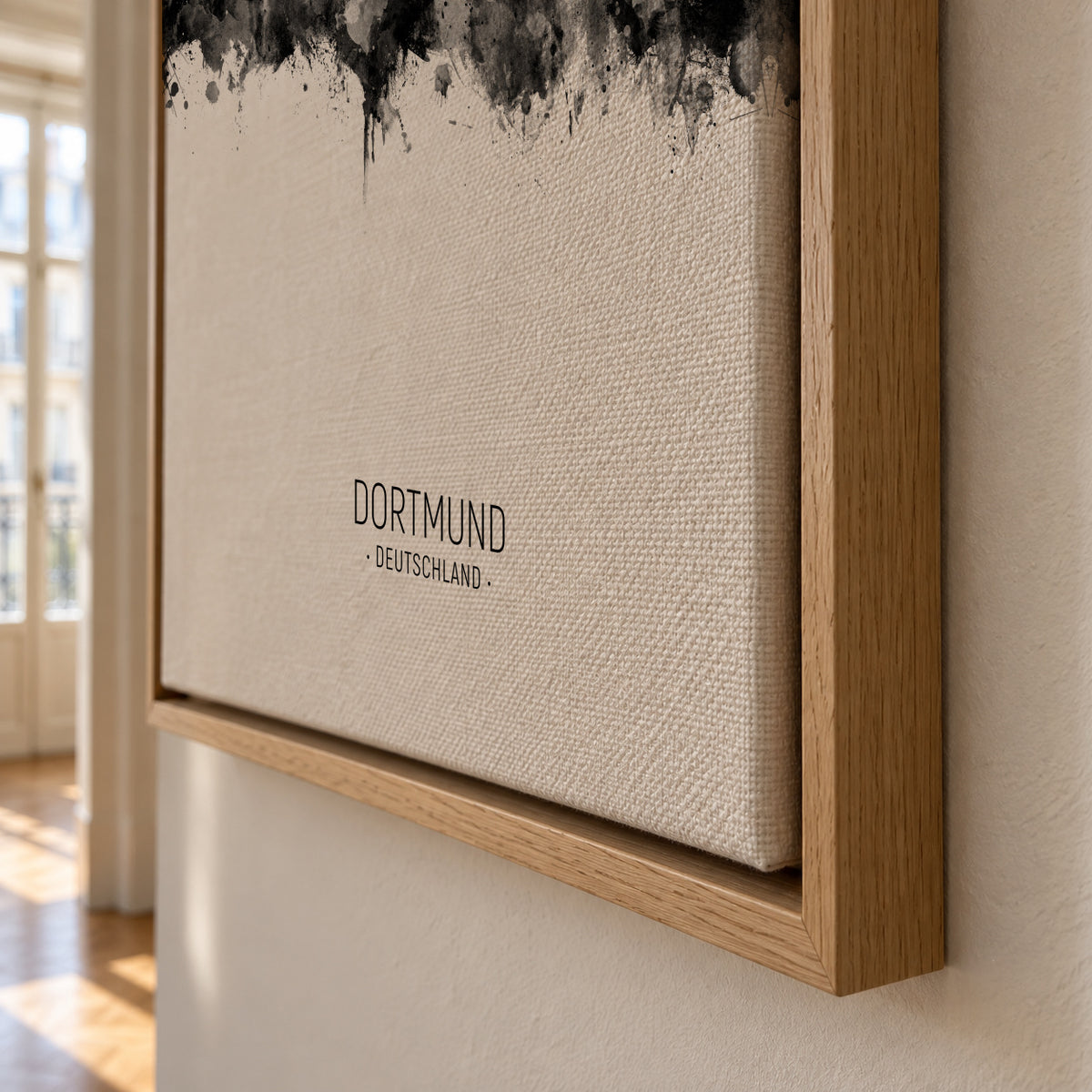 Dortmund Skyline en blanco y negro - Framed canvas detail