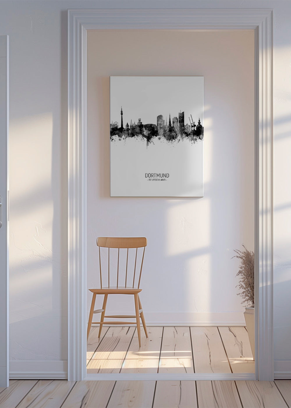 Dortmund skyline black and white
