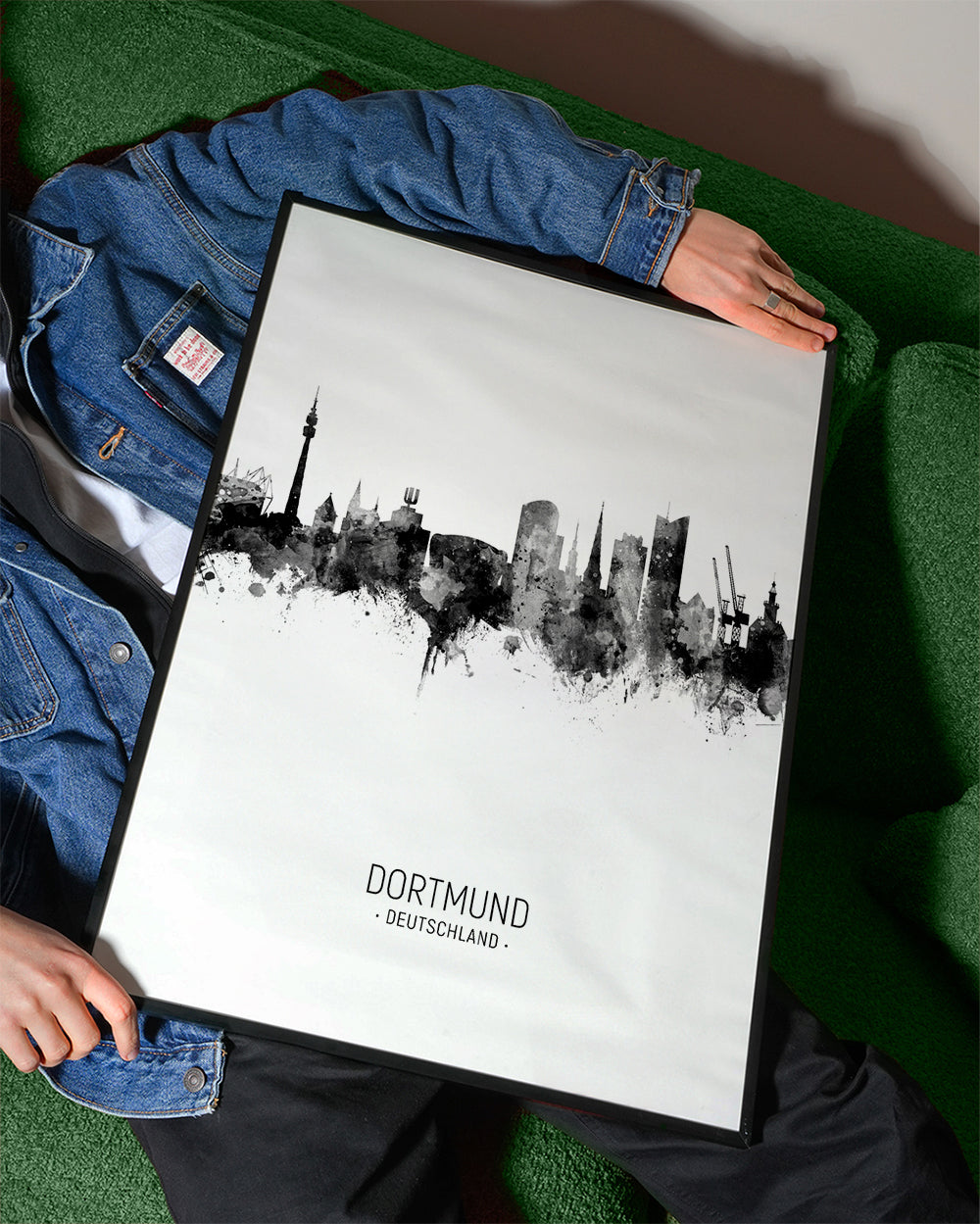 Dortmund skyline black and white