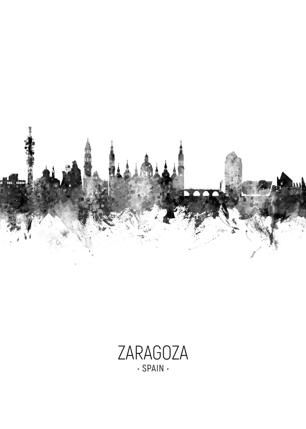 Zaragoza skyline black and white