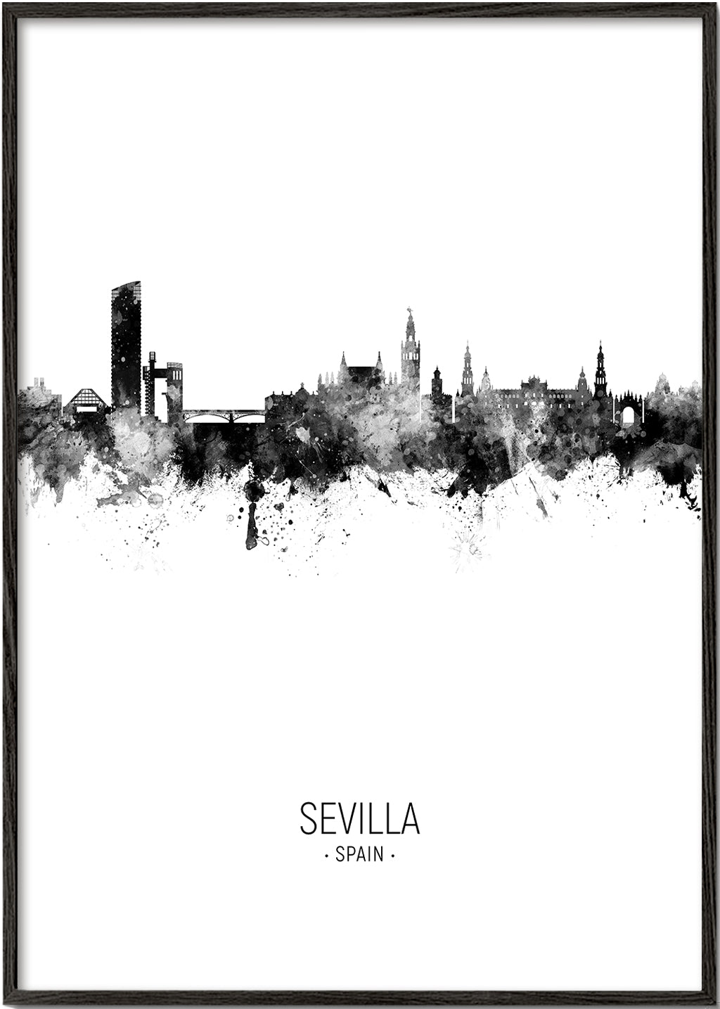 Sevilla skyline black and white