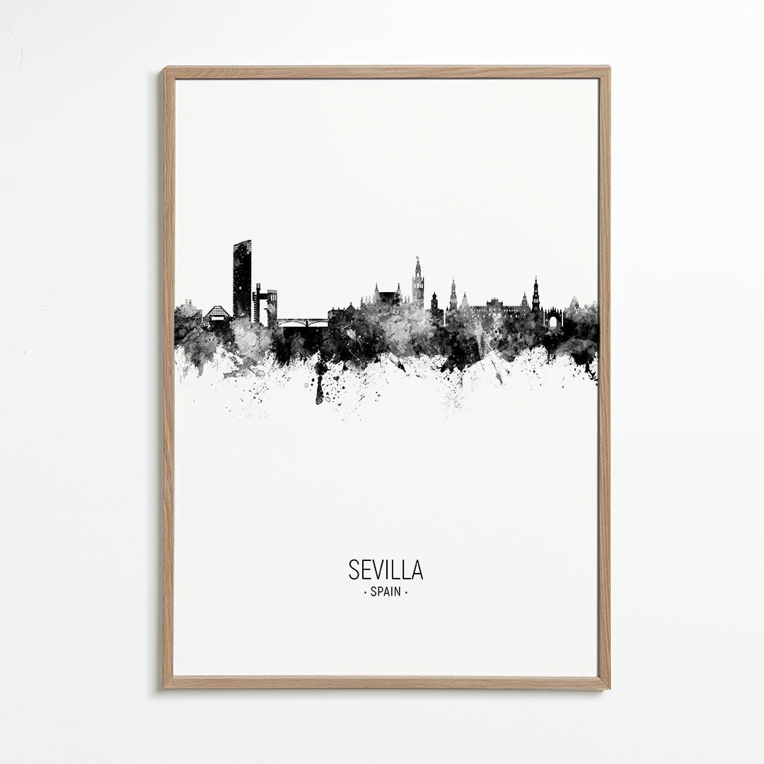 Sevilla skyline black and white