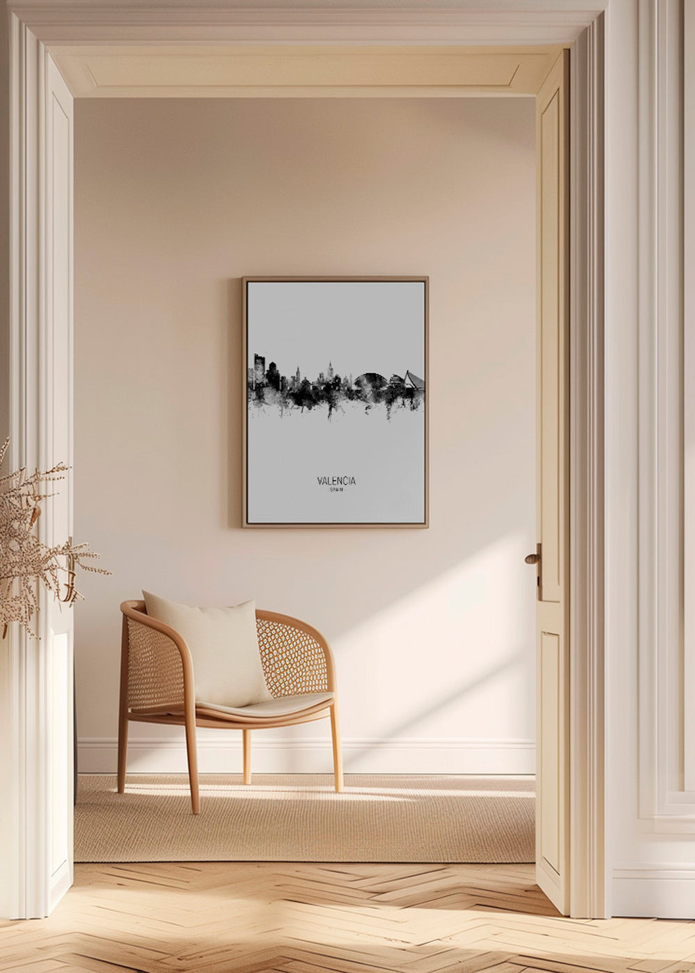 Valencia skyline black and white