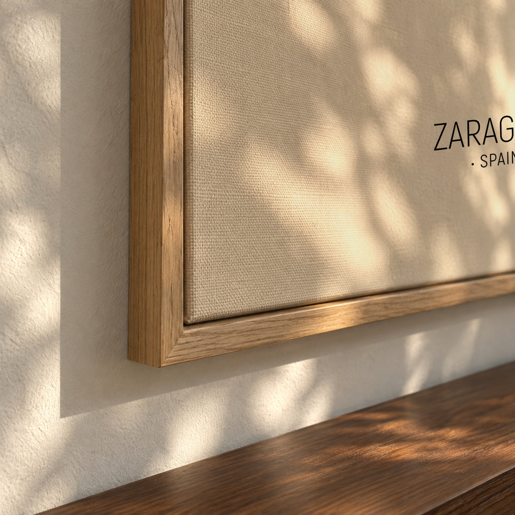 Zaragoza Skyline en beige - Framed canvas detail