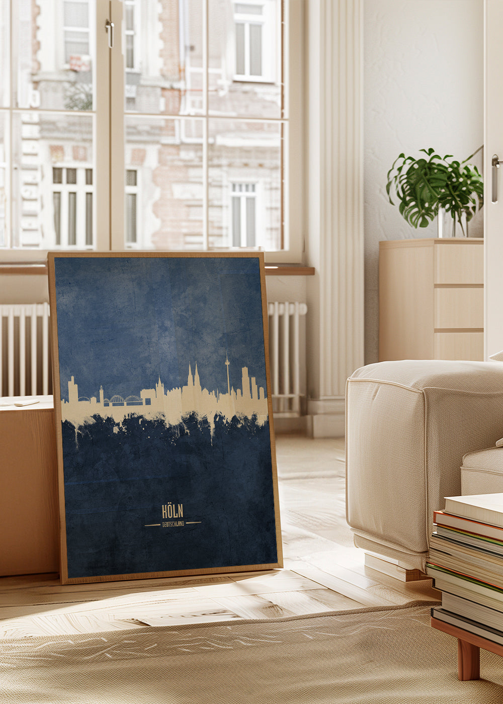 Cologne skyline blue