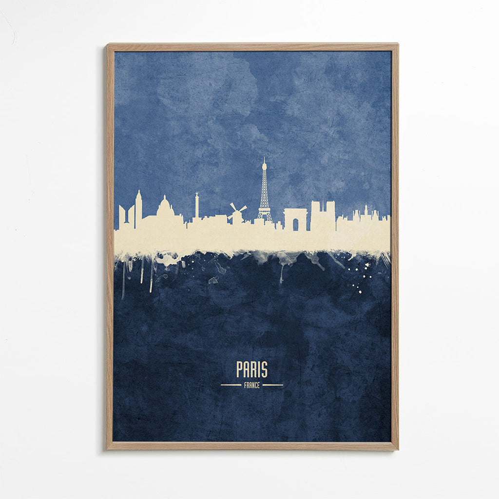 Paris skyline blue