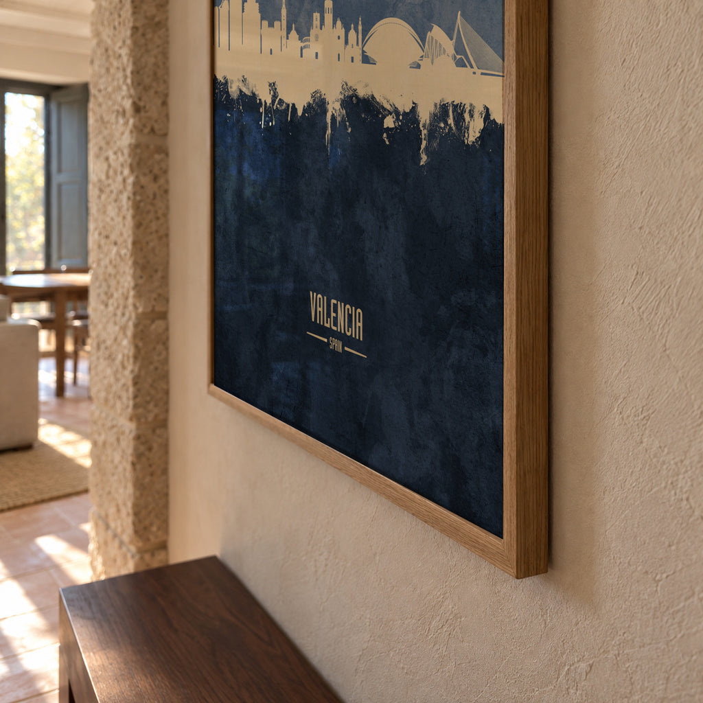 Valencia Skyline Azul - Framed poster detail