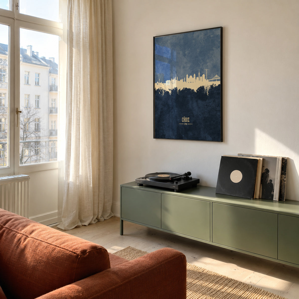 Cádiz Skyline - Framed poster in an interior