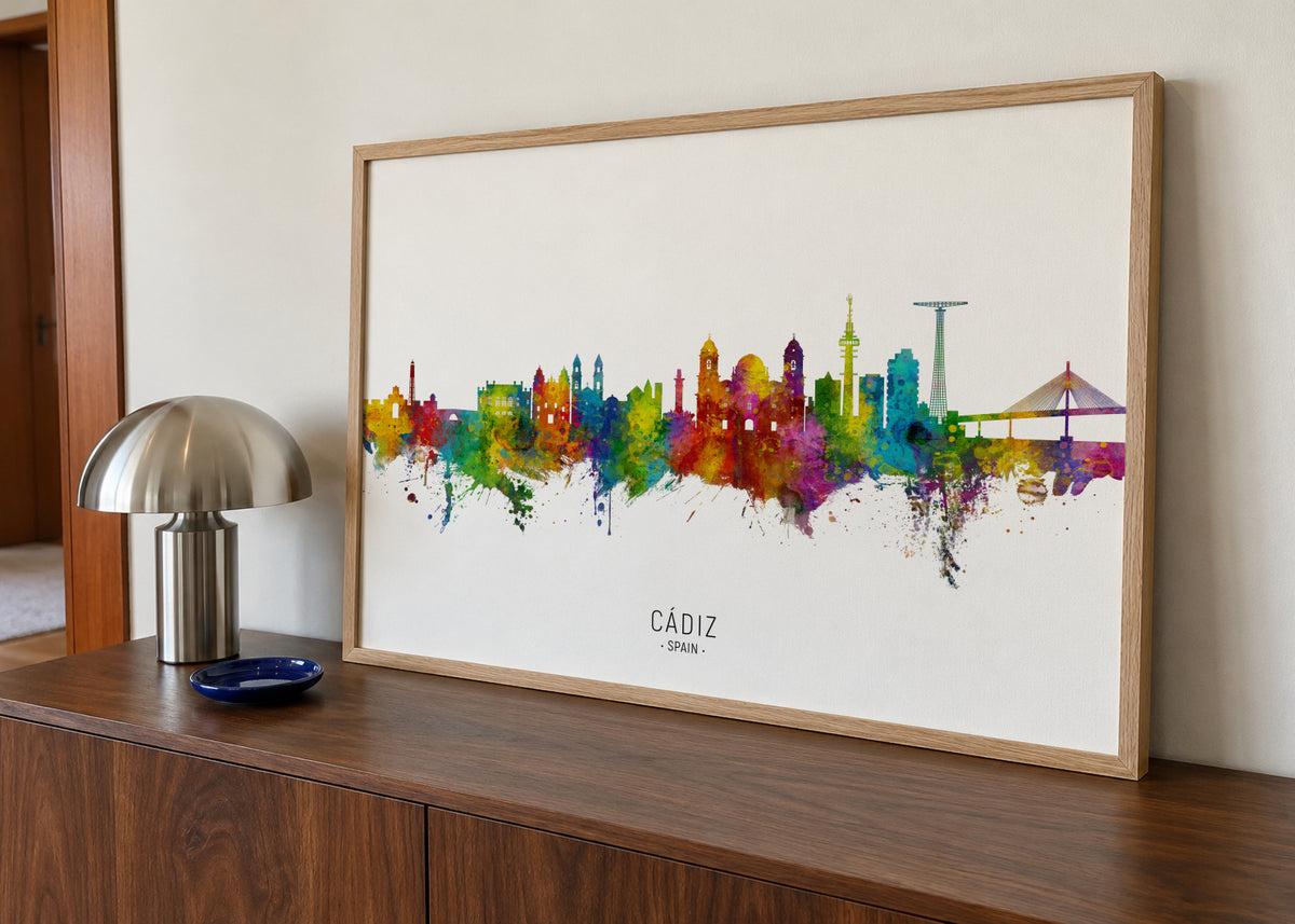 Cádiz Skyline - Framed poster in an interior